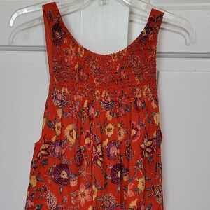 Free People Floral Orange Women's Top